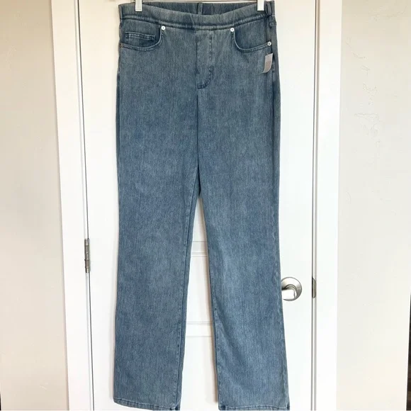 Lands’ End Women's Starfish High Rise Knit Denim Straight Jeans Elastic waist S - Picture 2 of 7